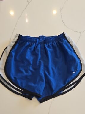 Womens Nike Blue Dri-FIT Performance Shorts with White Swoosh